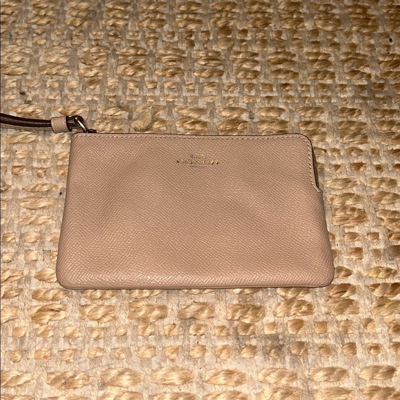 Coach Taupe Leather Wristlet - Picture 1 of 8